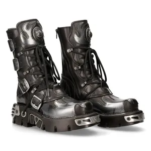591-S2 Flame Leather Punk Goth Boots