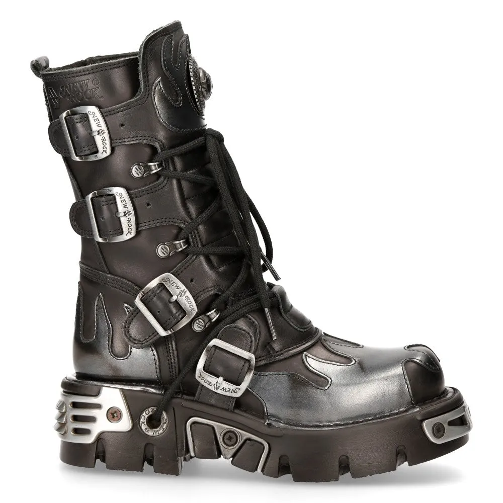 591-S2 Flame Leather Punk Goth Boots