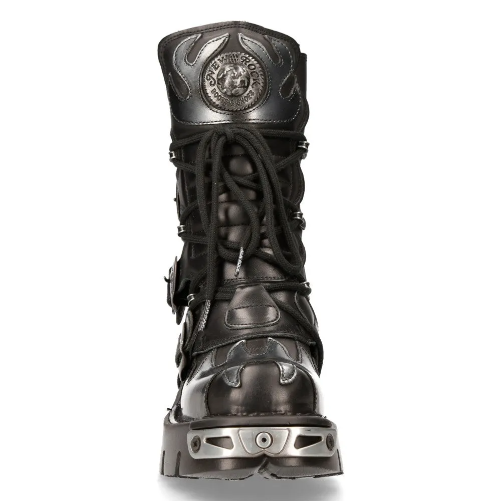 591-S2 Flame Leather Punk Goth Boots