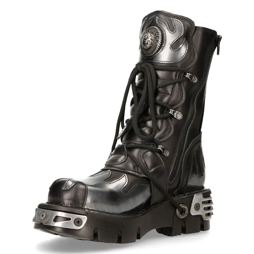 591-S2 Flame Leather Punk Goth Boots