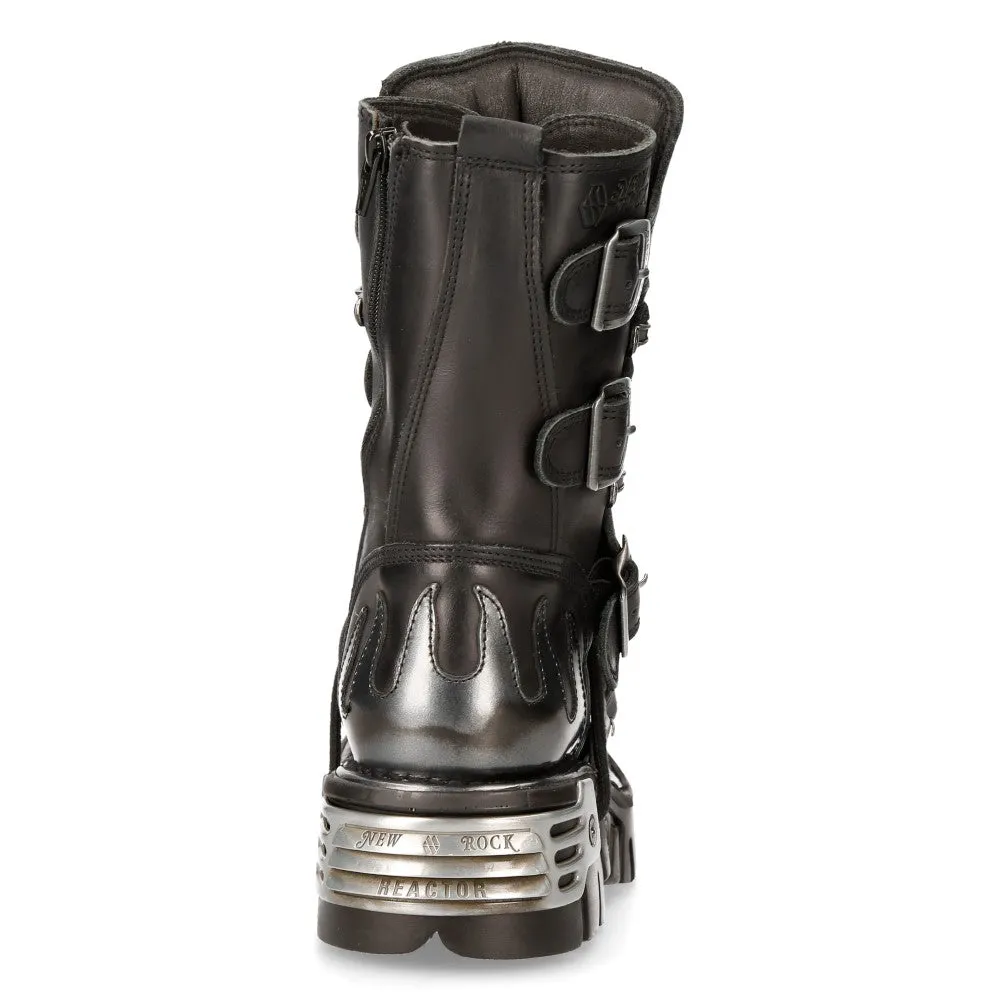 591-S2 Flame Leather Punk Goth Boots