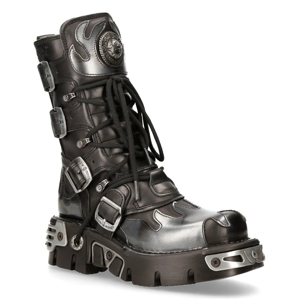 591-S2 Flame Leather Punk Goth Boots