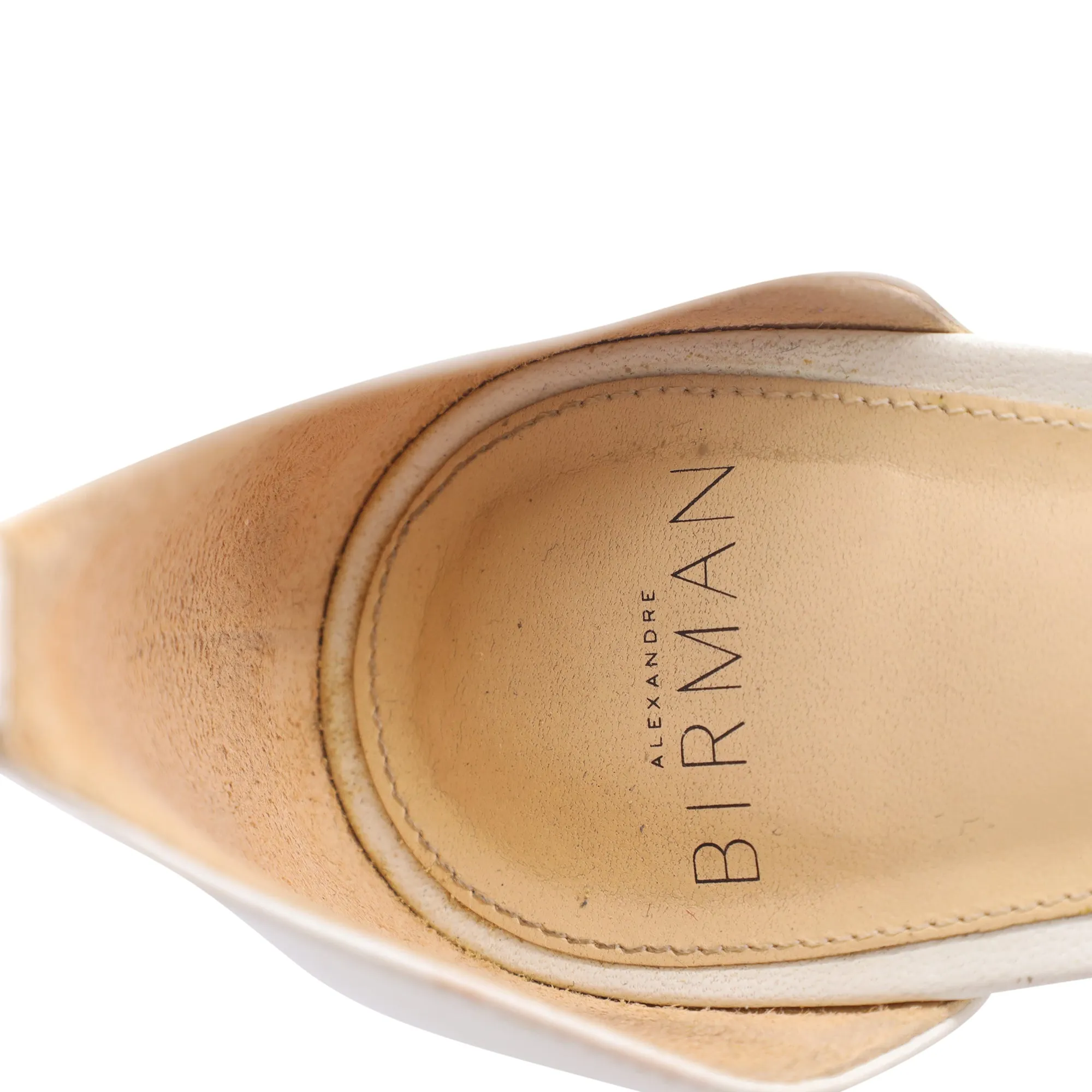 Alexandre Birman Ankle Strap Low Heel Sandals in White Leather