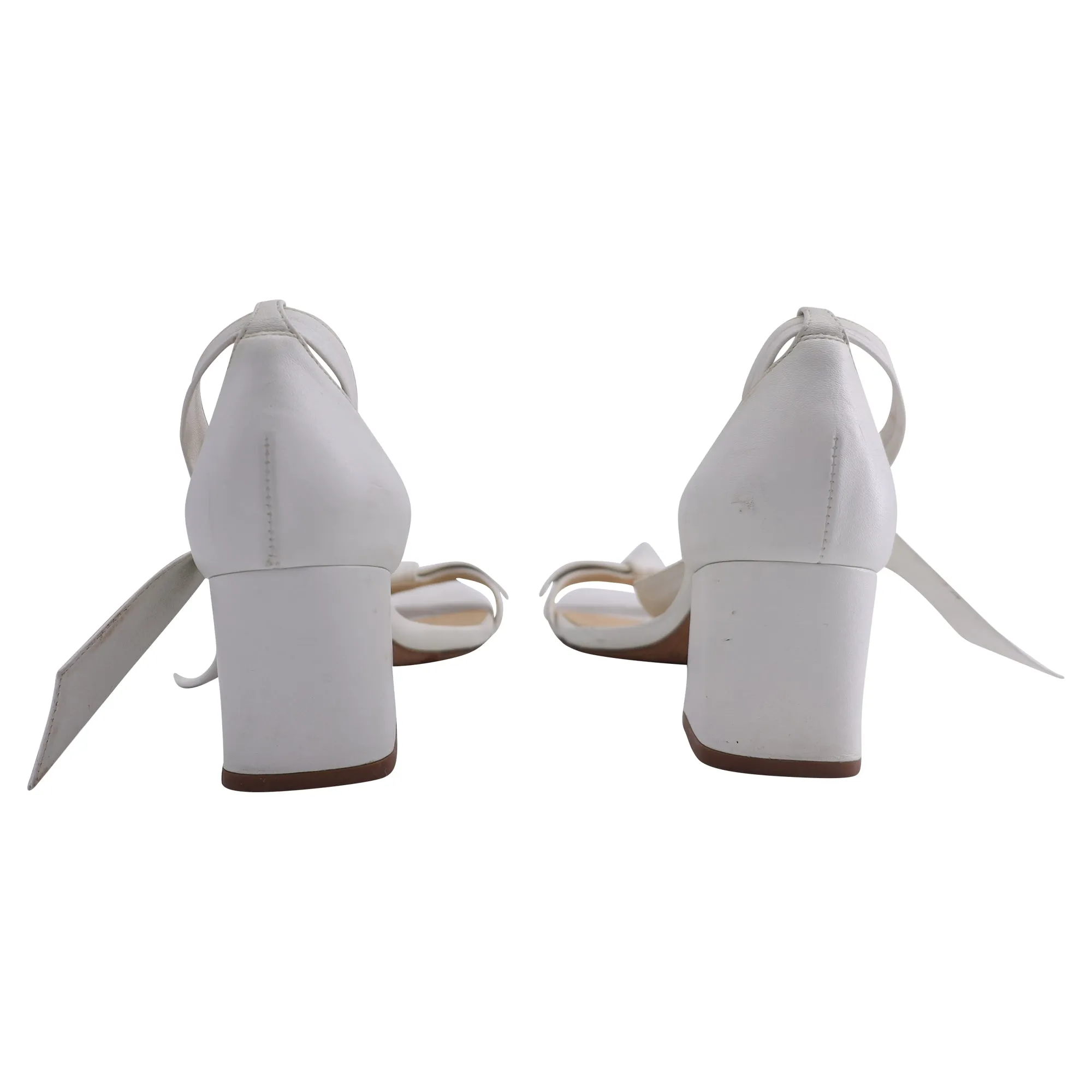 Alexandre Birman Ankle Strap Low Heel Sandals in White Leather