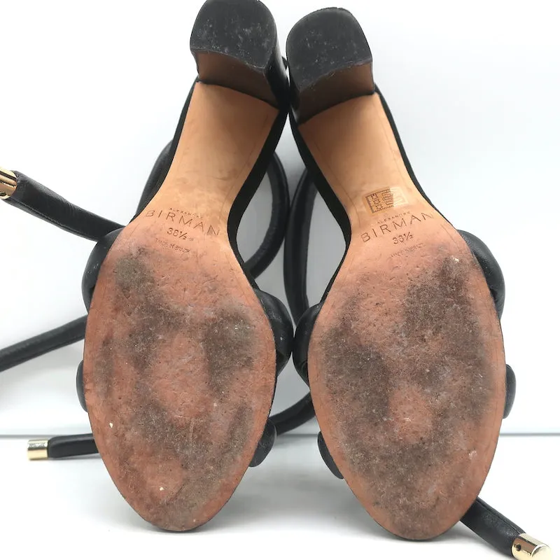 Alexandre Birman Padded Leather Knot Sandals Black Size 38.5 Open Toe Heels