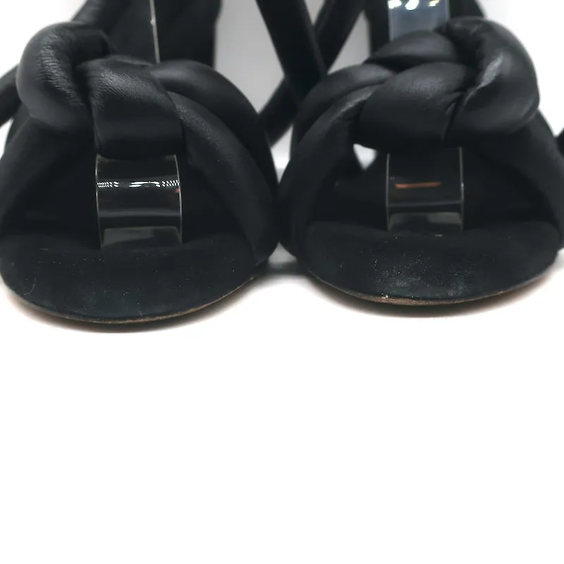 Alexandre Birman Padded Leather Knot Sandals Black Size 38.5 Open Toe Heels