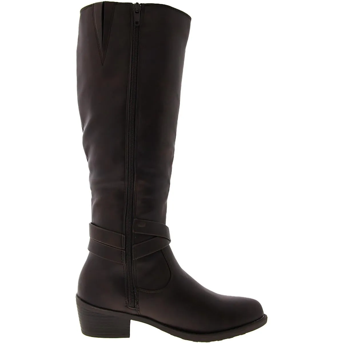 Anissa Womens Faux Leather Block Heel Knee-High Boots