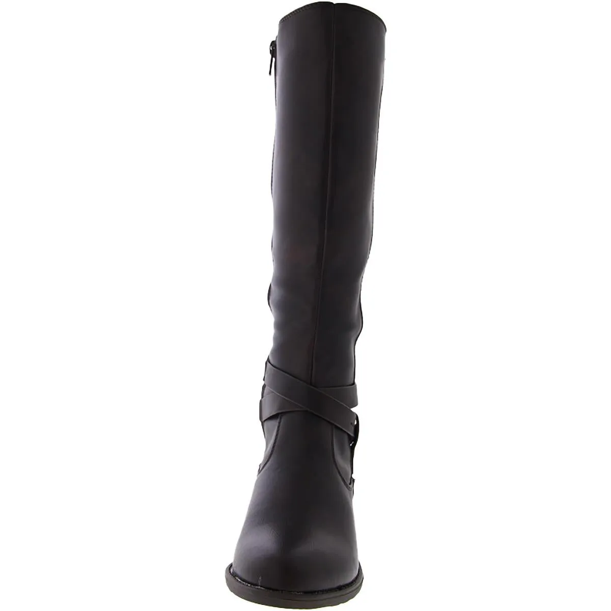 Anissa Womens Faux Leather Block Heel Knee-High Boots