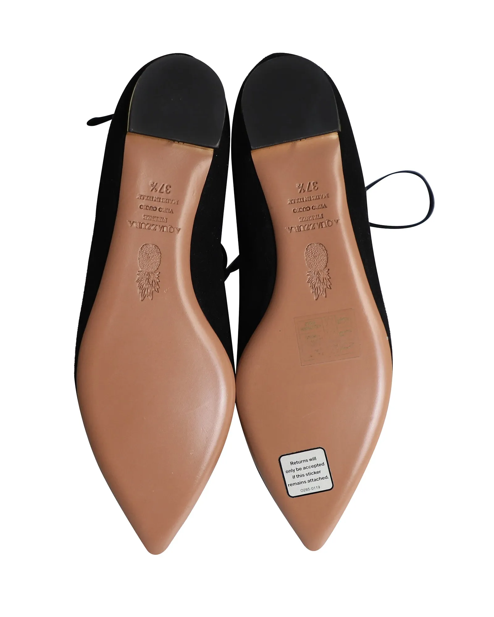 Aquazzura Belgravia Ankle Wrap Flats in Black Suede