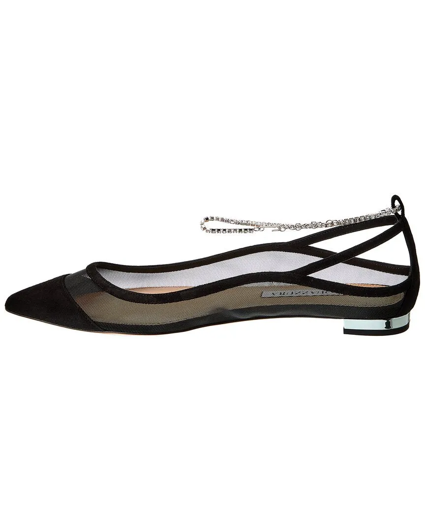 Aquazzura Secret Affair Suede-Trim Flat