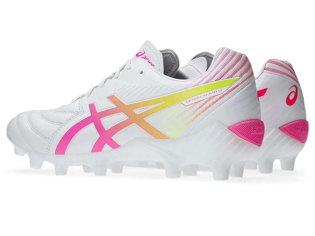 ASICS MEN'S LETHAL FLASH IT FF 3 WHITE/PINK FOOTBALL SHOES