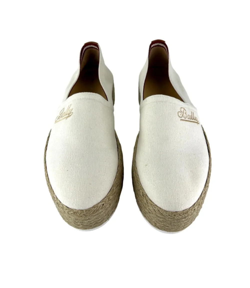 Bally Felly 6301226 Women's Bone Cotton Fabric Loafers