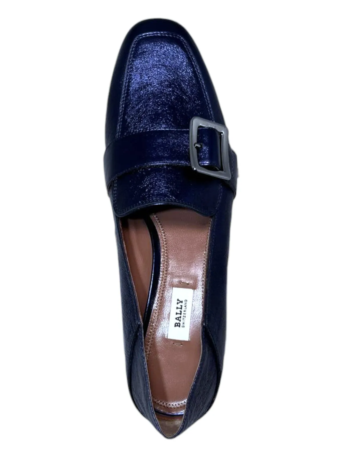 Bally Janelle 6217721 Ladies Metal Ink Loafers Leather