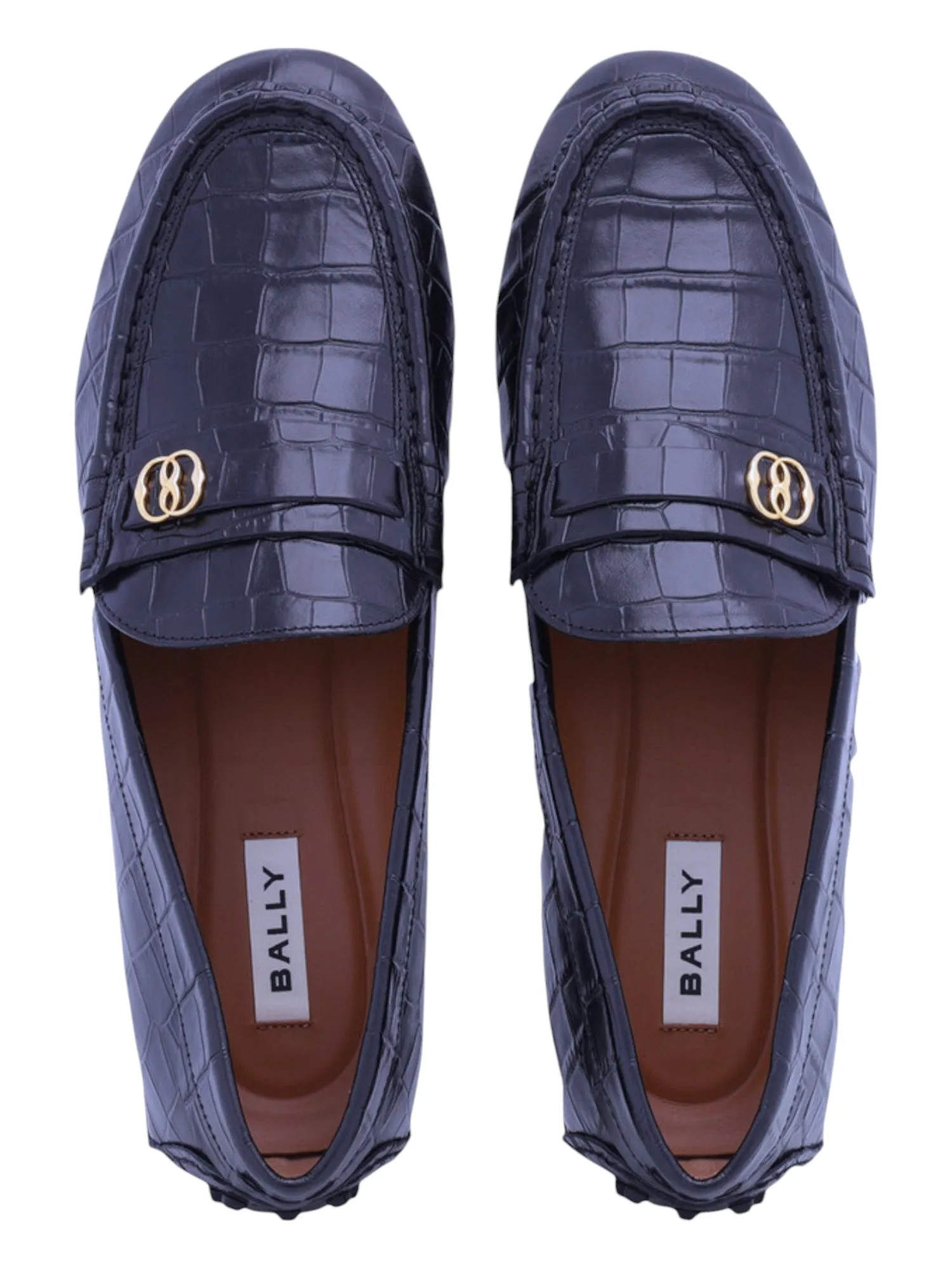 Bally Keeper 6305314 Men's Midnight Croc-Embossed Kerbs Drivers