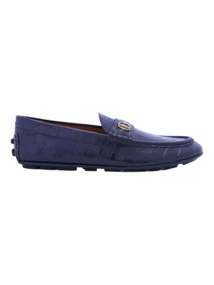 Bally Keeper 6305314 Men's Midnight Croc-Embossed Kerbs Drivers