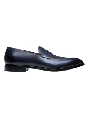 Bally Limao 6234482 Men's Marine Brushed Leather Penny Loafers