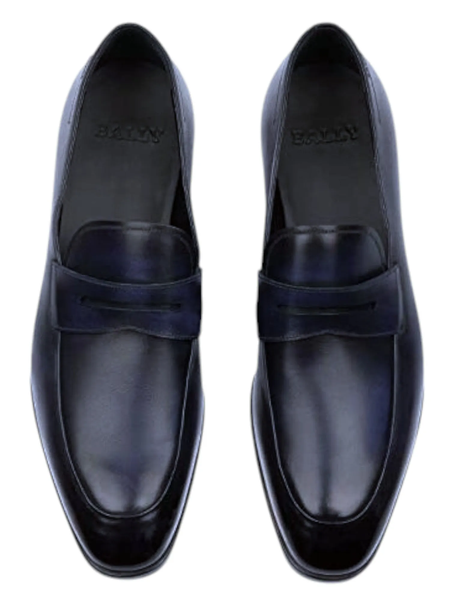 Bally Limao 6234482 Men's Marine Brushed Leather Penny Loafers