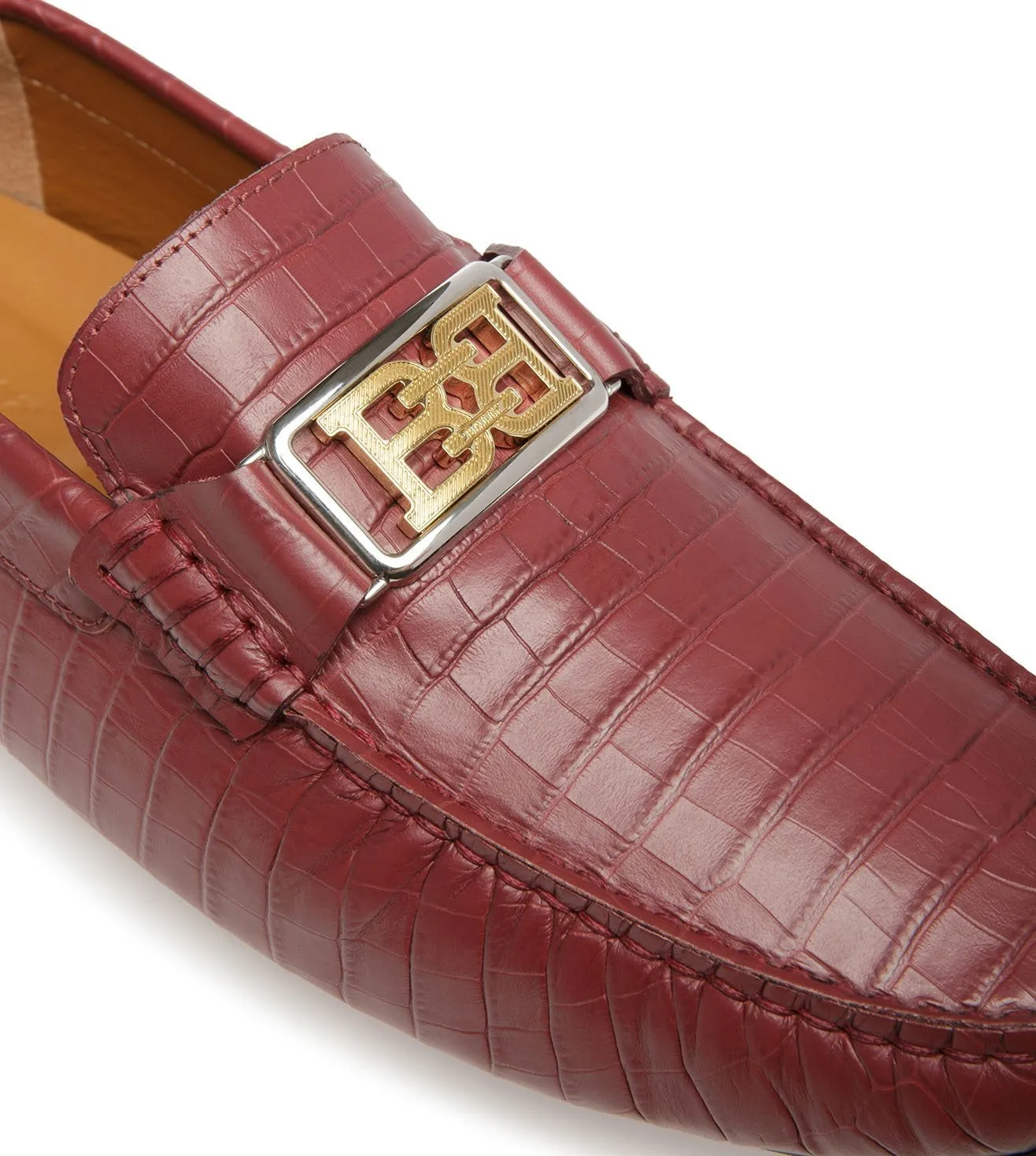 Bally Palan 6300826 Men's Heritage Red Calf Embossed Leather Loafers