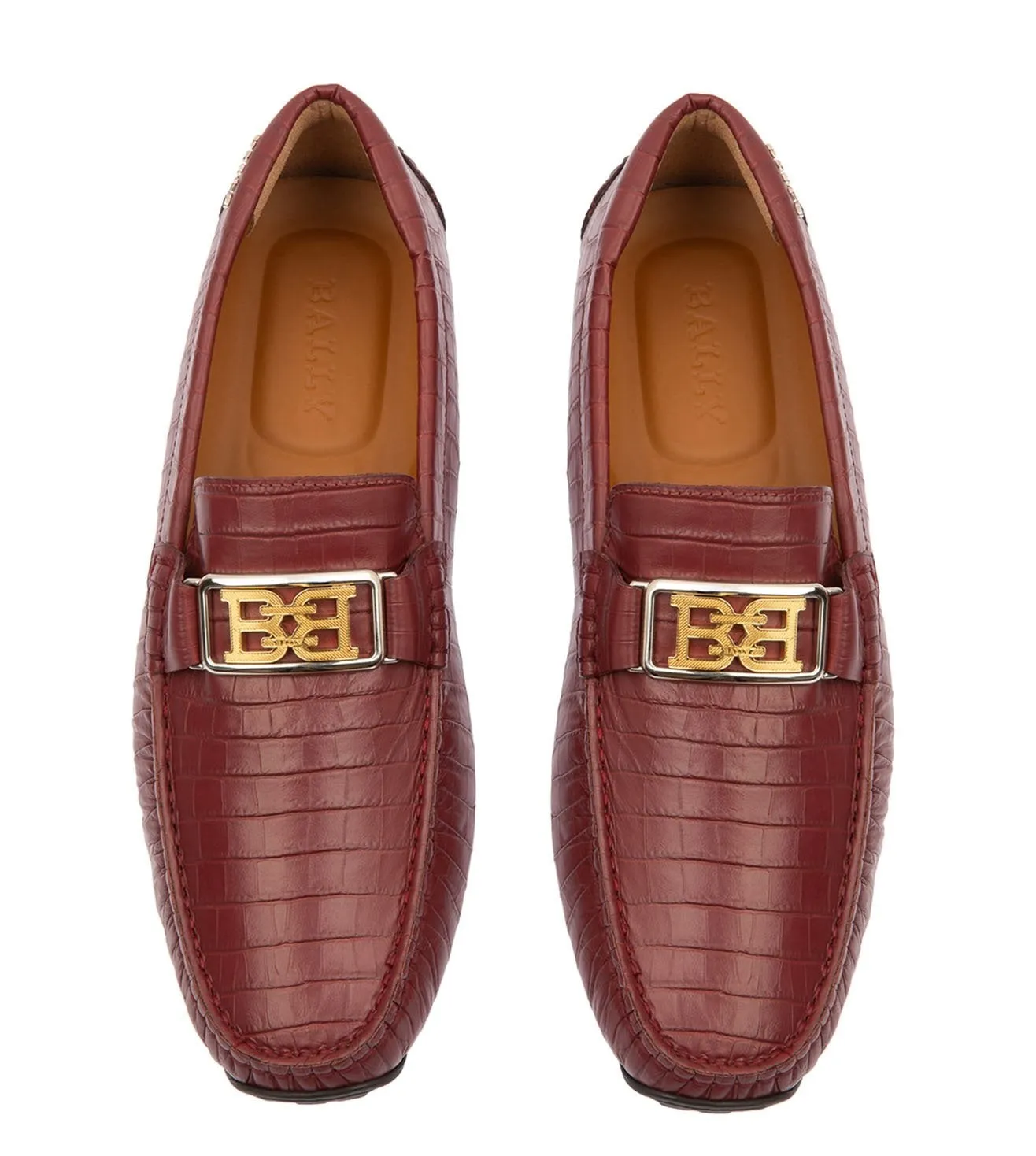 Bally Palan 6300826 Men's Heritage Red Calf Embossed Leather Loafers