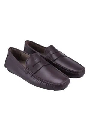 Bally Warno 6195749 Men's Chocolate Calf Plain Leather Driver Loafers