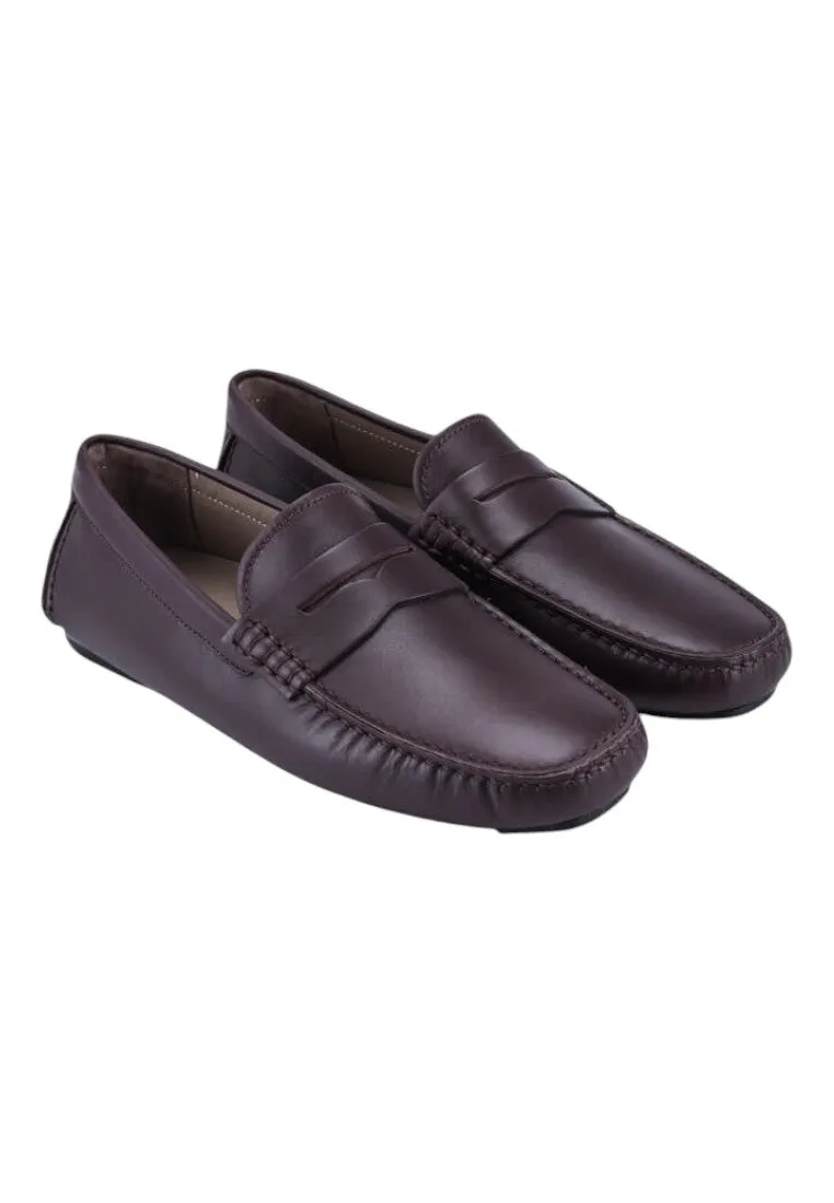 Bally Warno 6195749 Men's Chocolate Calf Plain Leather Driver Loafers