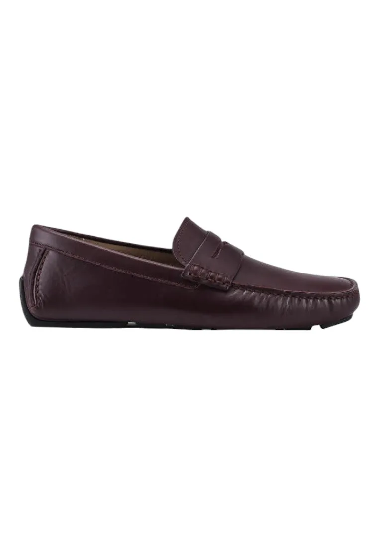 Bally Warno 6195749 Men's Chocolate Calf Plain Leather Driver Loafers