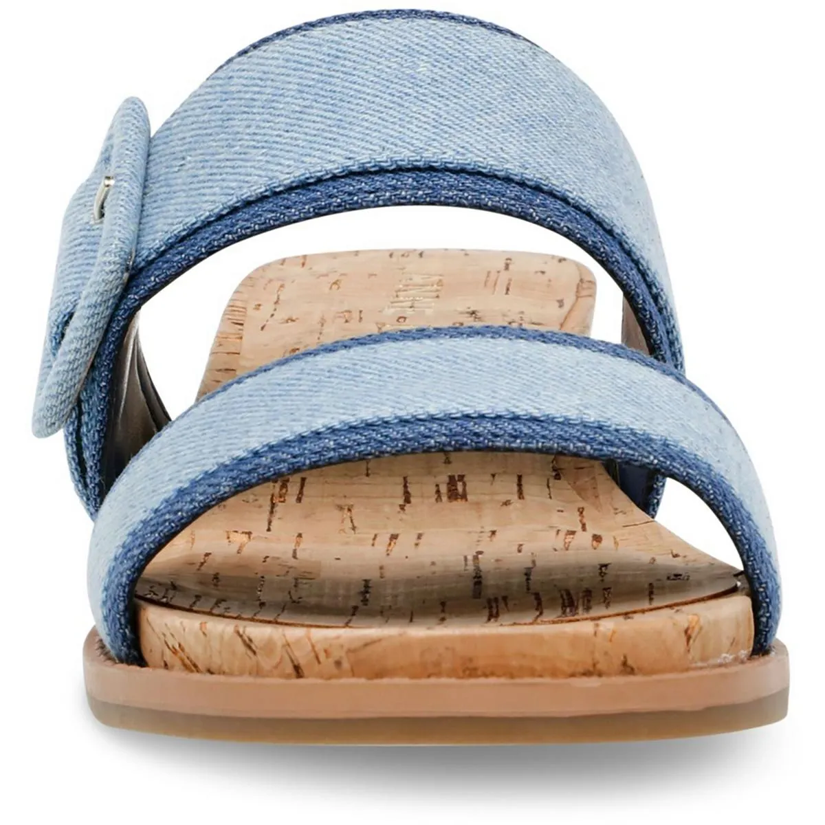Brenda Womens Slip On Squared Toe Wedge Sandals