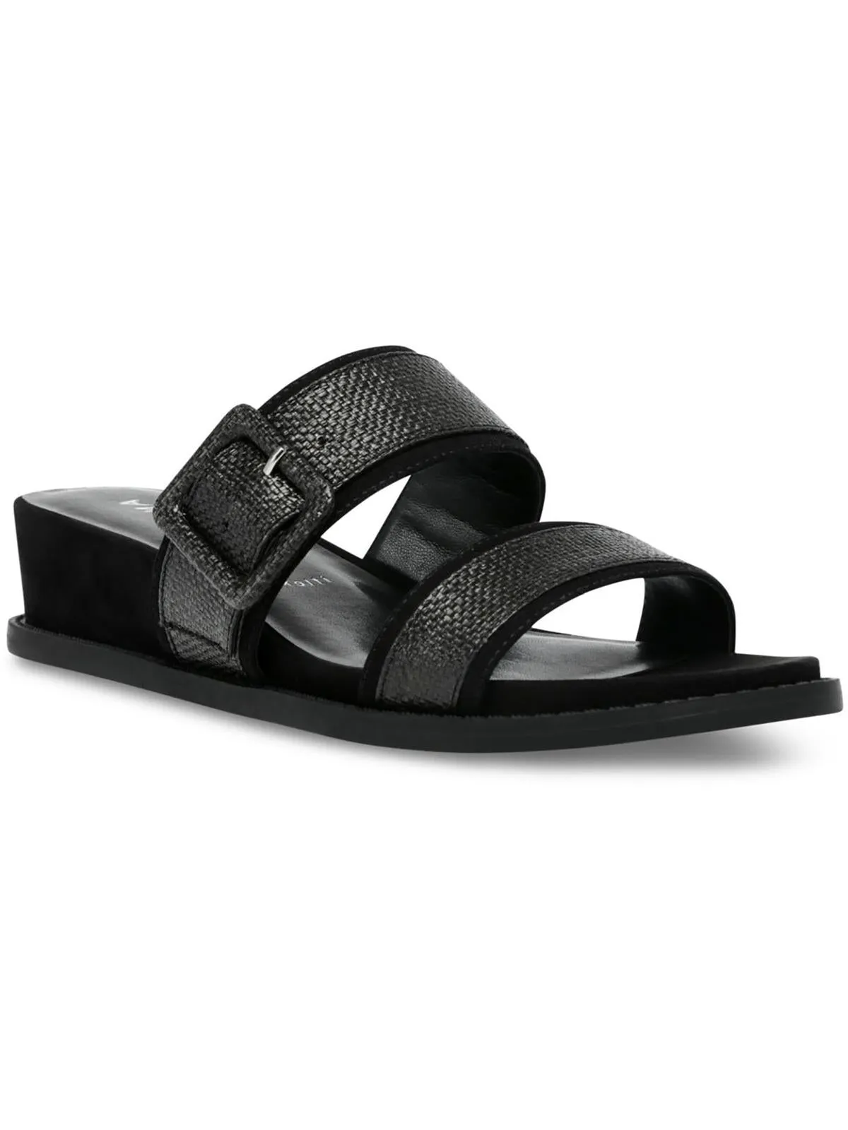 Brenda Womens Slip On Squared Toe Wedge Sandals