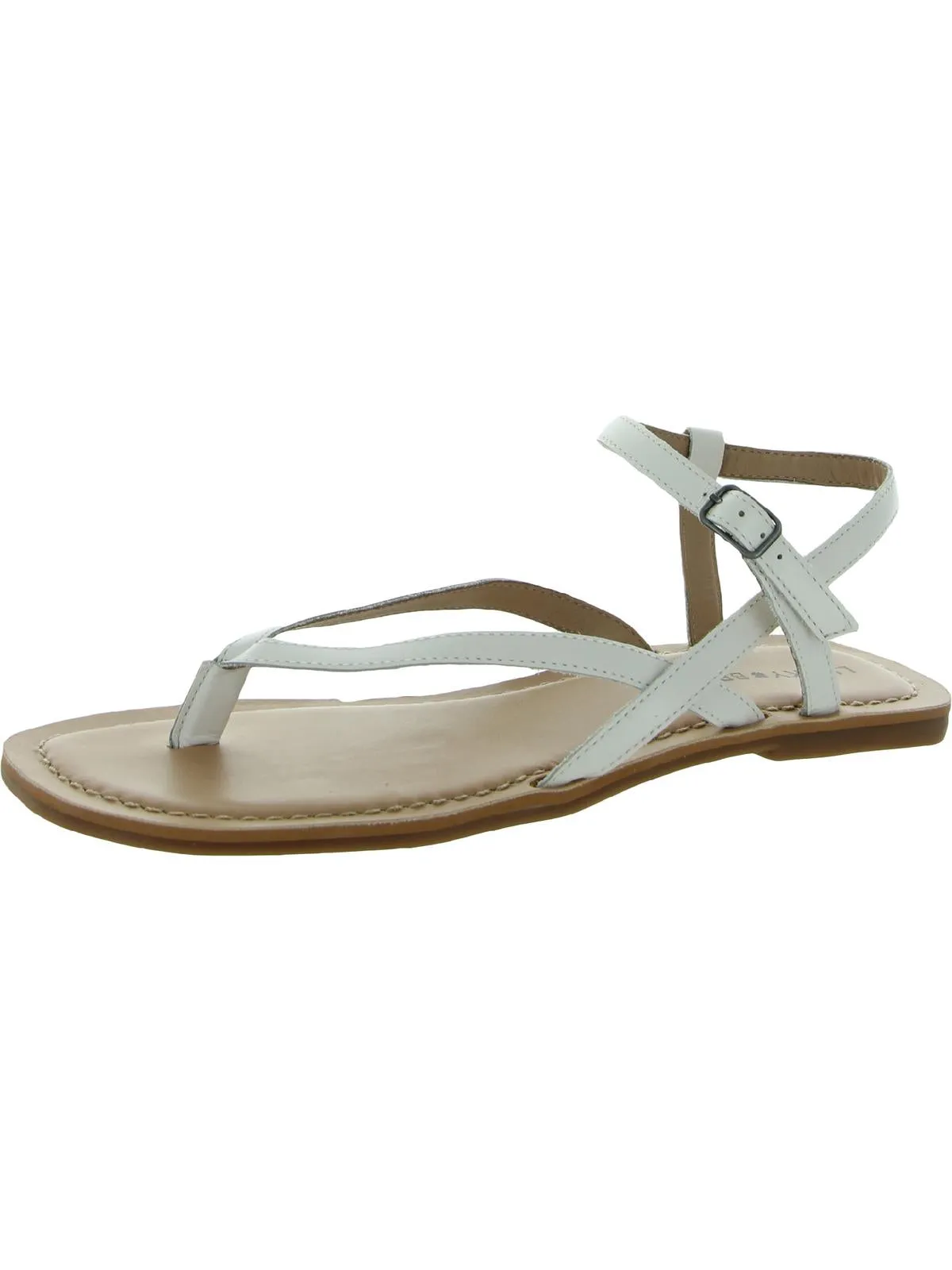 Bylee Womens Faux Leather Ankle Strap Flat Sandals