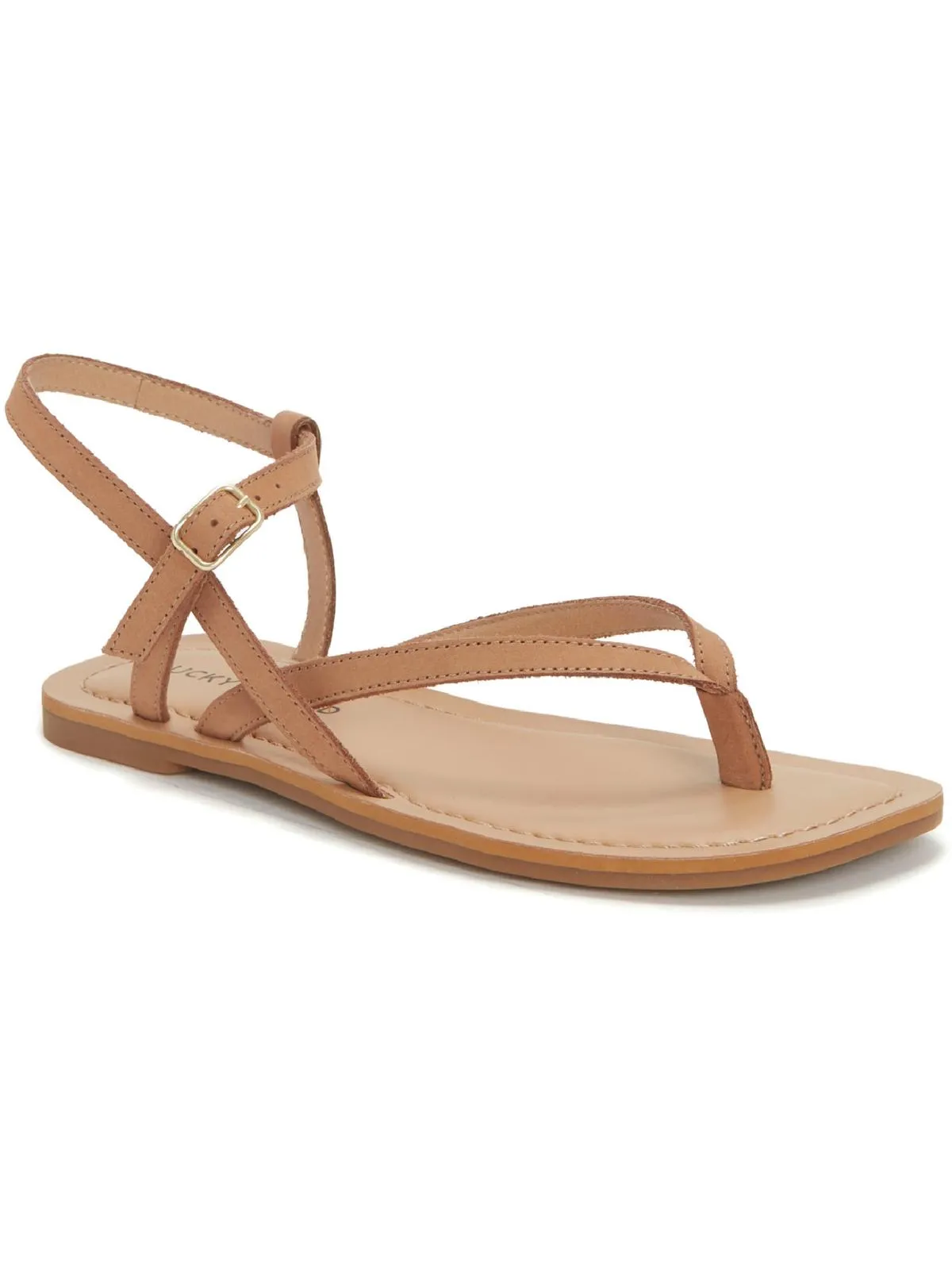 Bylee Womens Faux Leather Ankle Strap Flat Sandals