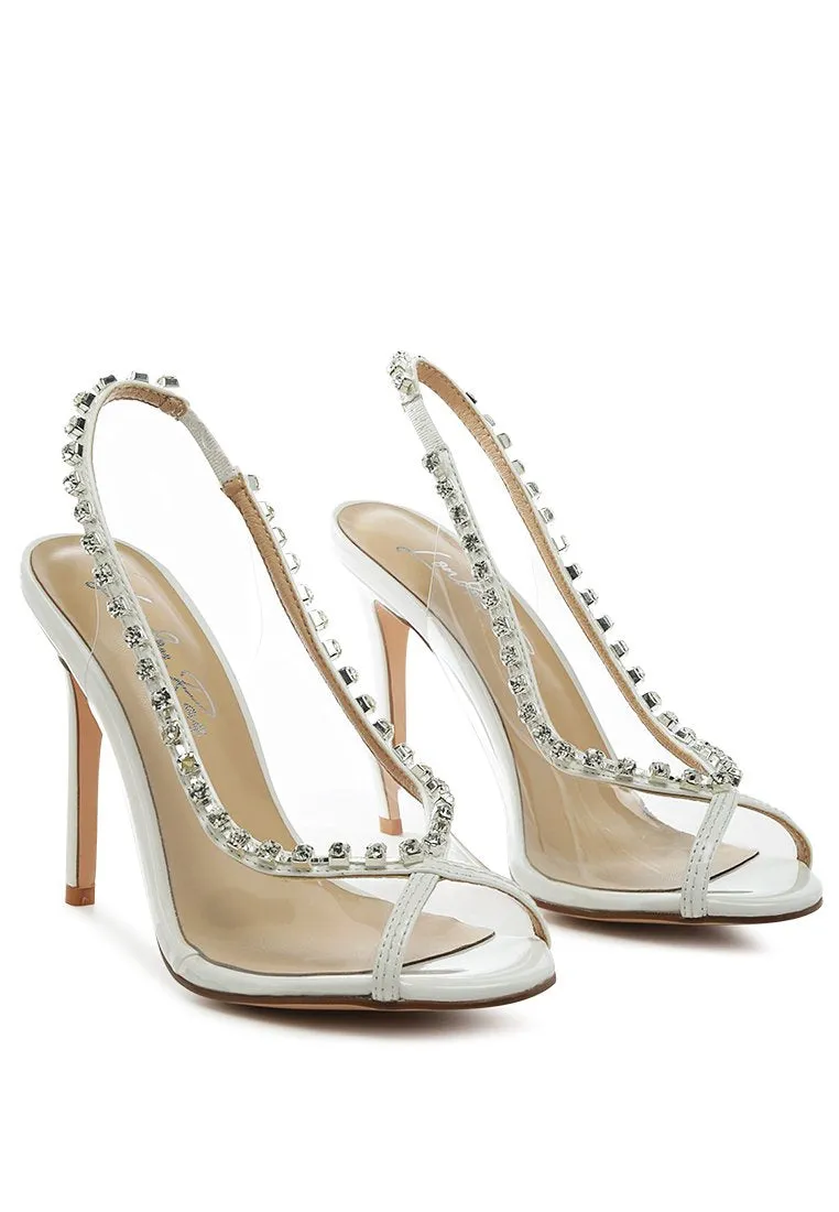 camarine clear stiletto sling-back sandals