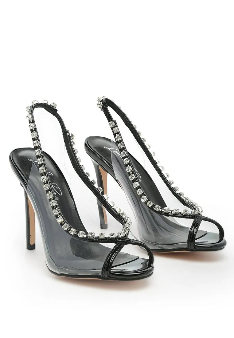 camarine clear stiletto sling-back sandals