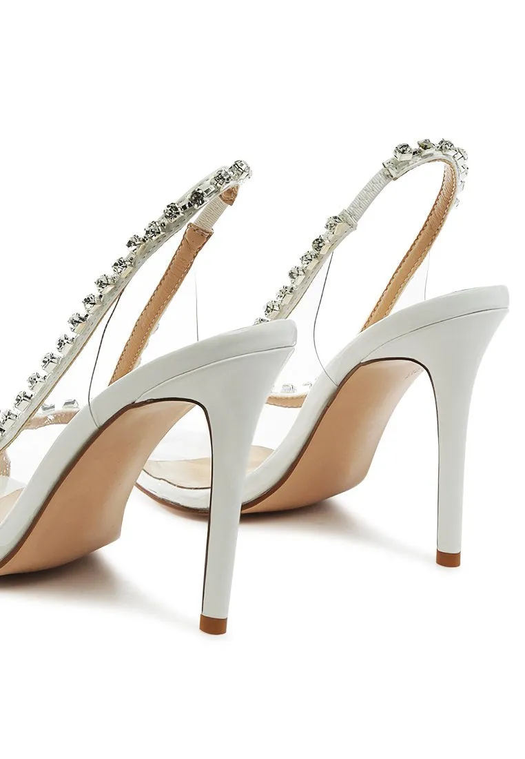camarine clear stiletto sling-back sandals