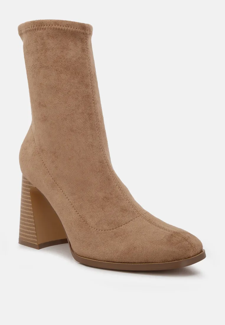 candid high ankle flared block heel boots