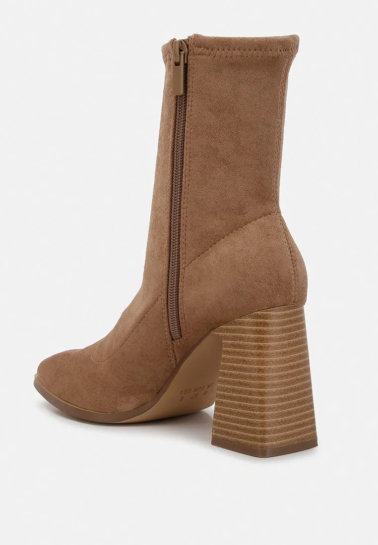 candid high ankle flared block heel boots