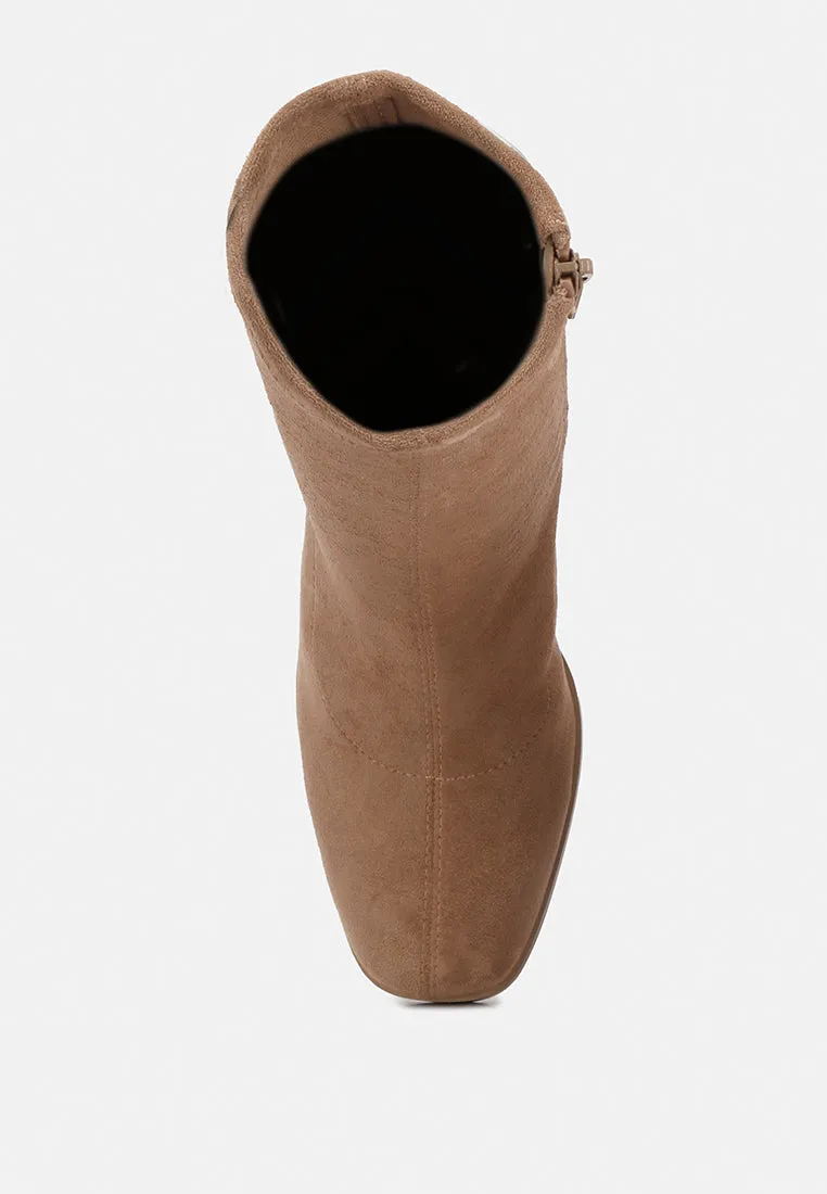 candid high ankle flared block heel boots