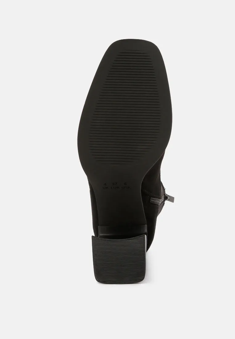 candid high ankle flared block heel boots