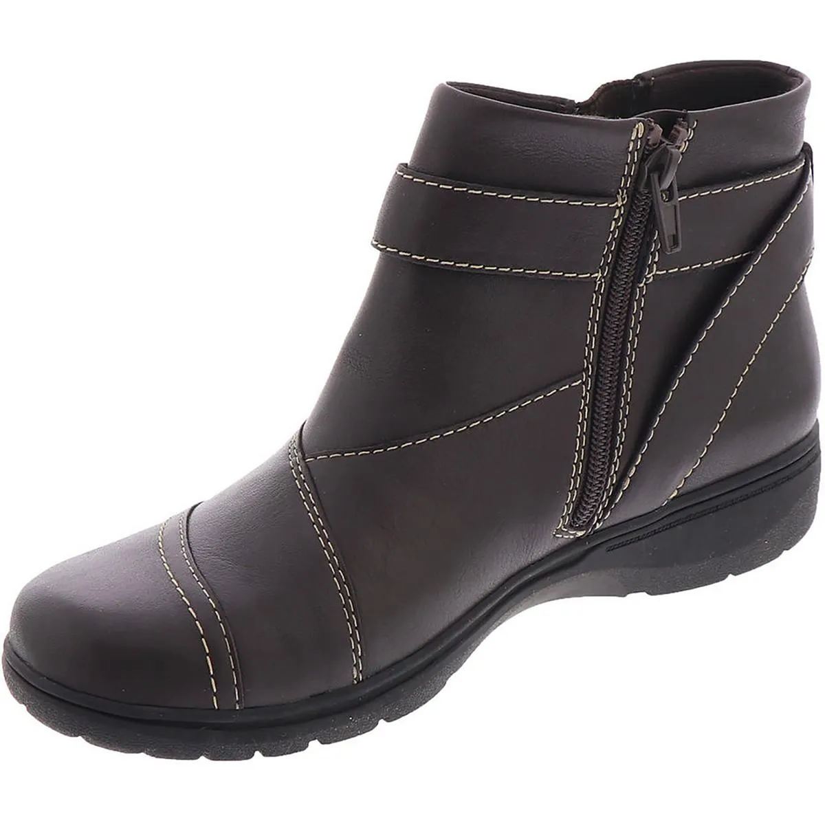Carleigh Dalia Womens Leather Buckle Ankle Boots