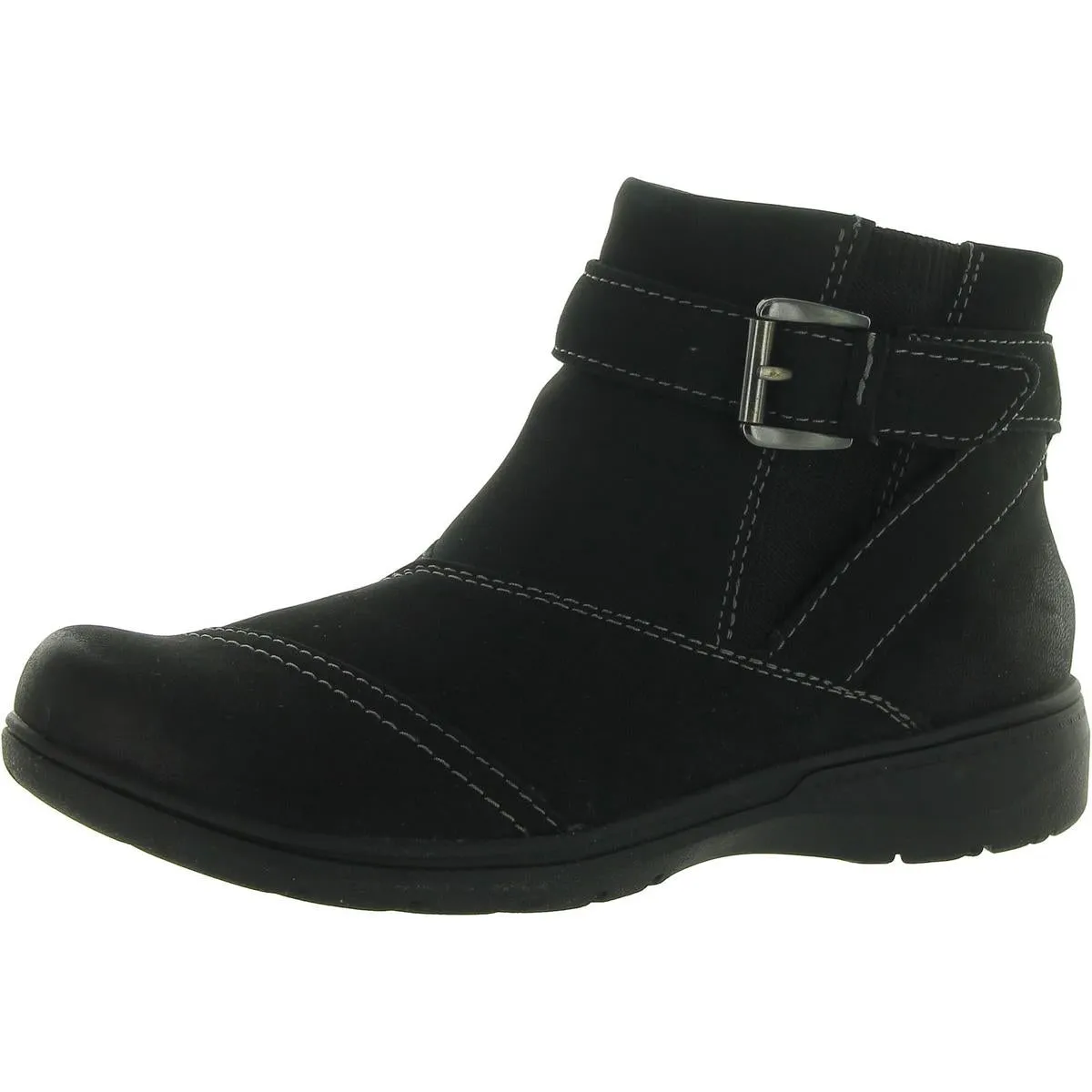 Carleigh Dalia Womens Leather Buckle Ankle Boots