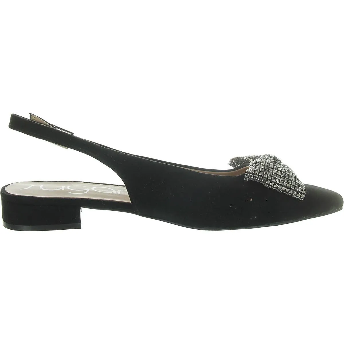 Clovis Womens Faux Suede Rhinestones Ballet Flats