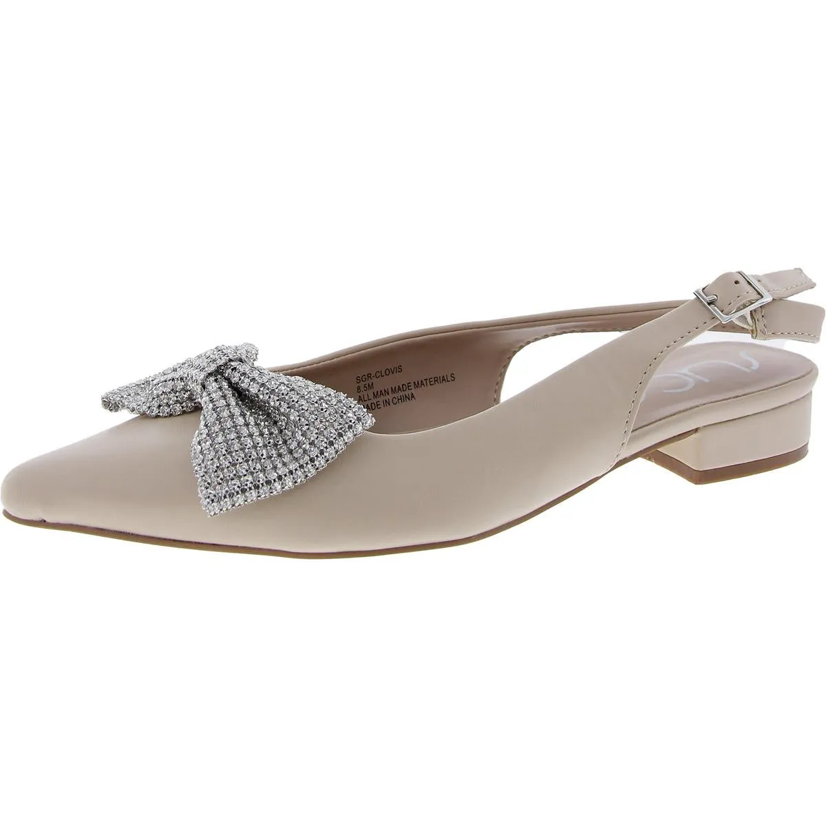 Clovis Womens Faux Suede Rhinestones Ballet Flats