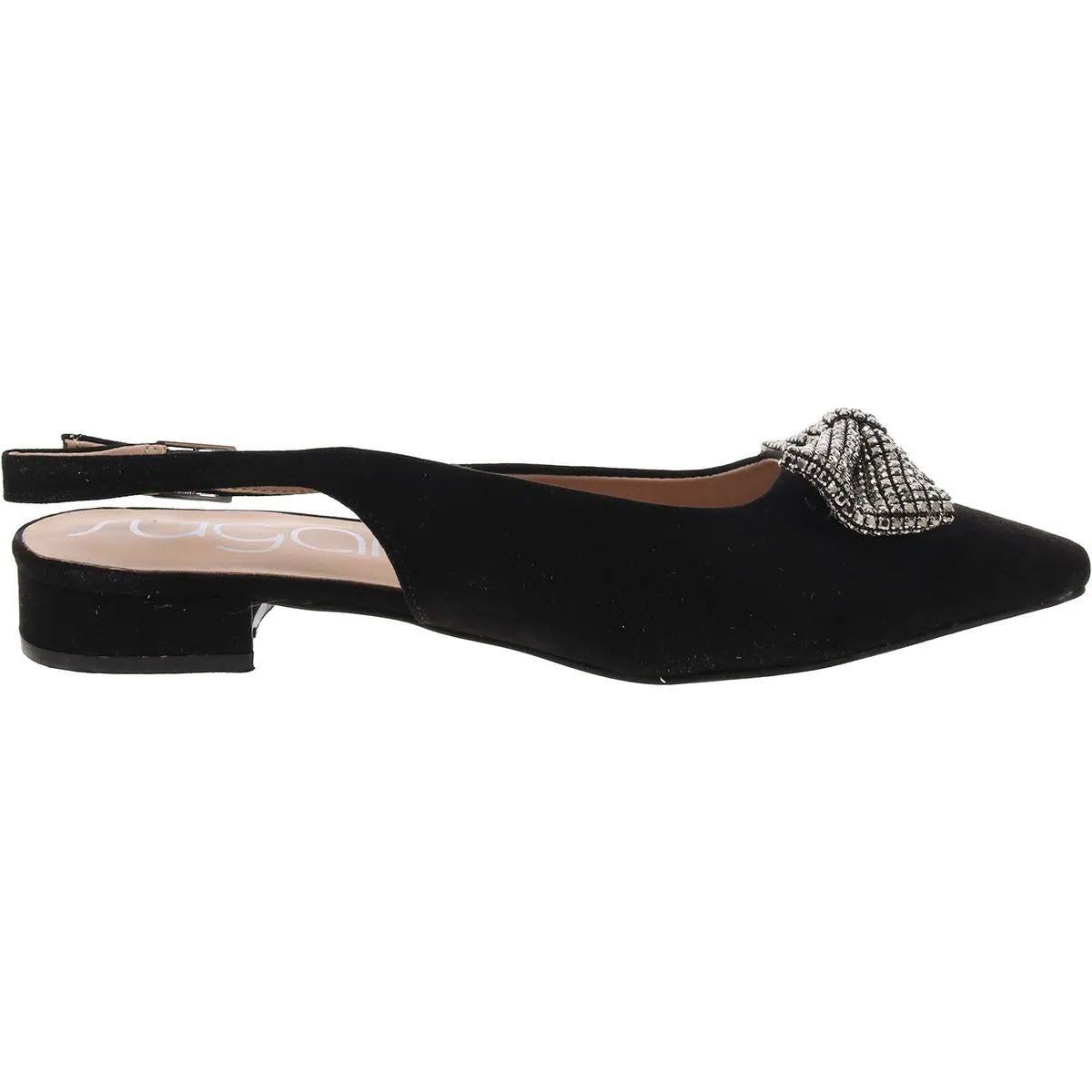 Clovis Womens Faux Suede Rhinestones Ballet Flats