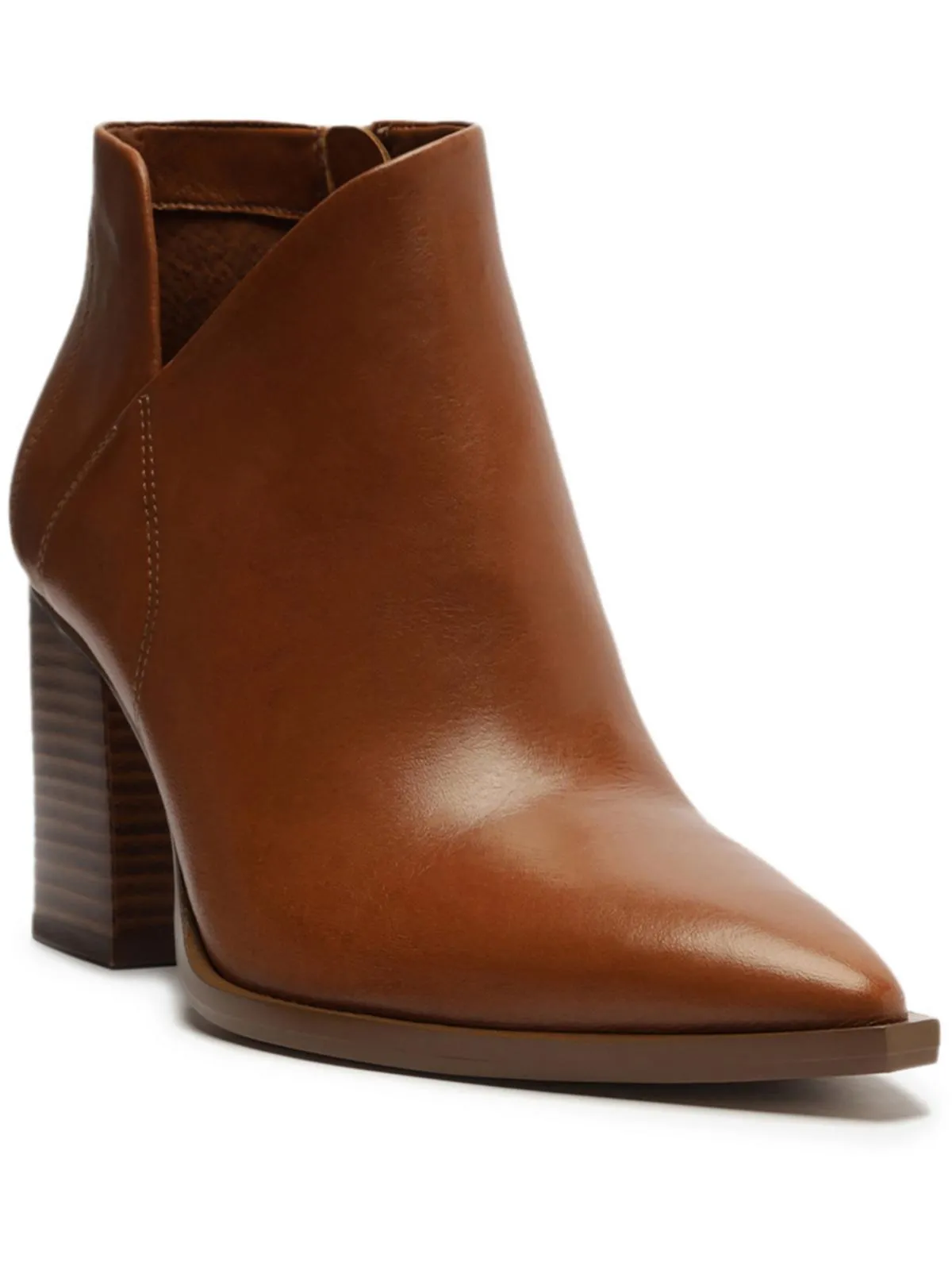 Cora Womens Leather Block Heel Mid-Calf Boots