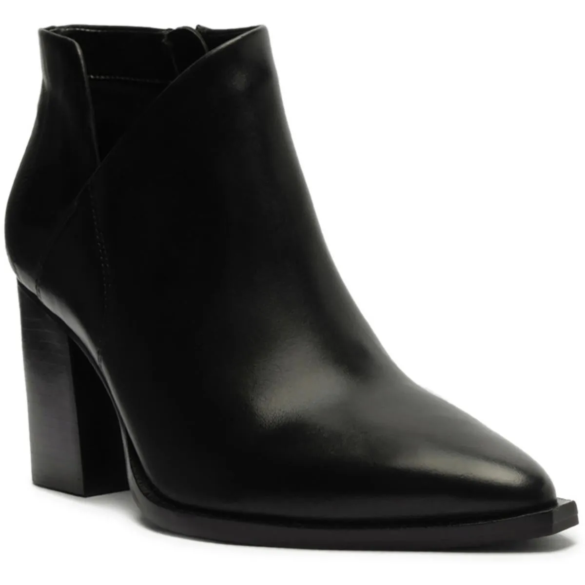 Cora Womens Leather Block Heel Mid-Calf Boots