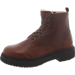Denalii Mens Leather Faux Fur Lined Combat & Lace-Up Boots
