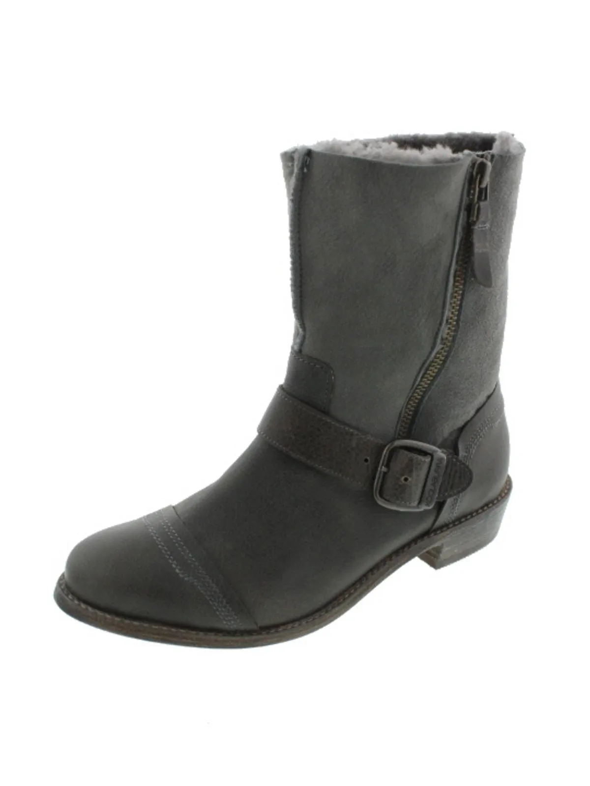Duarte Womens Leather/Suede Faux Shearling Mid-Calf Boots