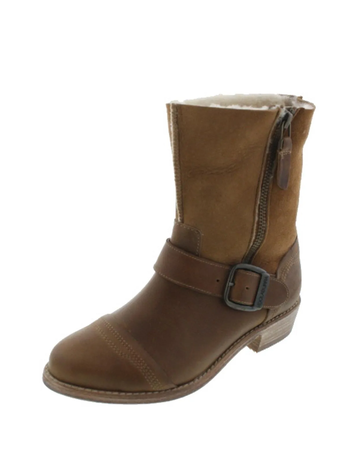 Duarte Womens Leather/Suede Faux Shearling Mid-Calf Boots