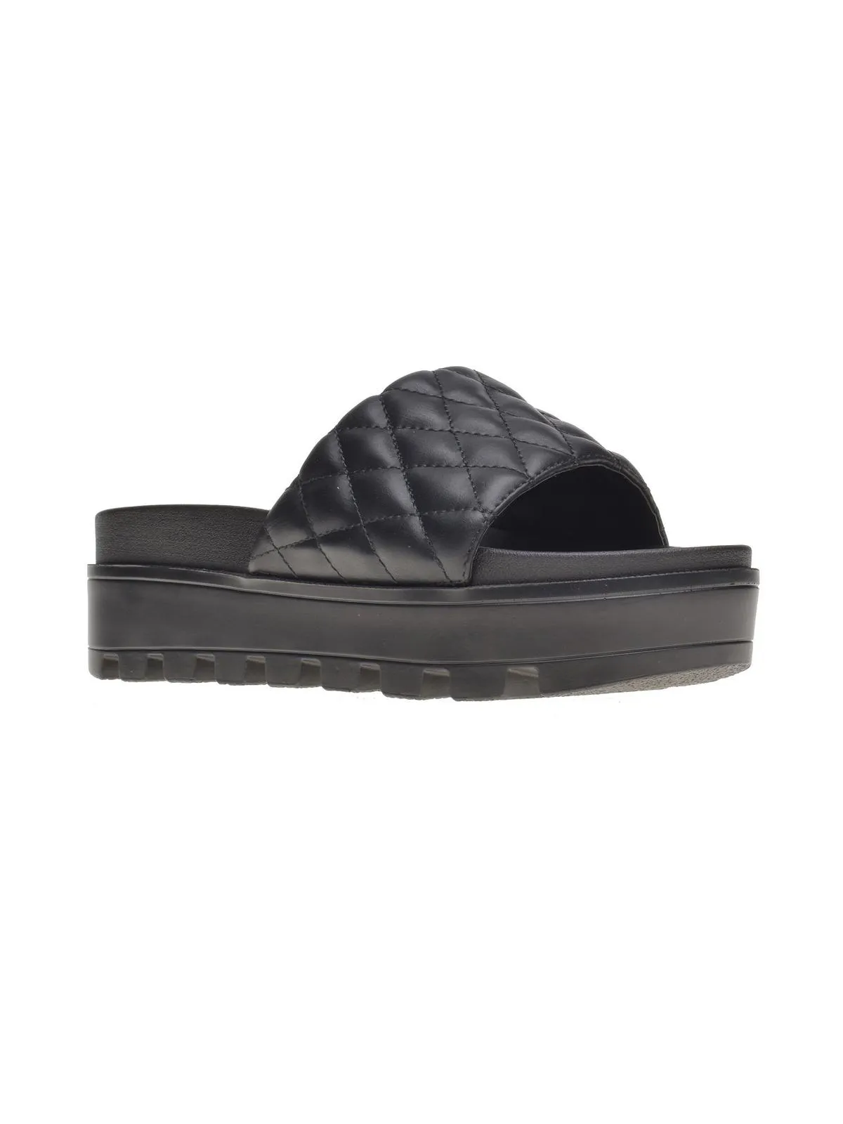 Elevated Womens Faux Leather Lugged Sole Platform Sandals