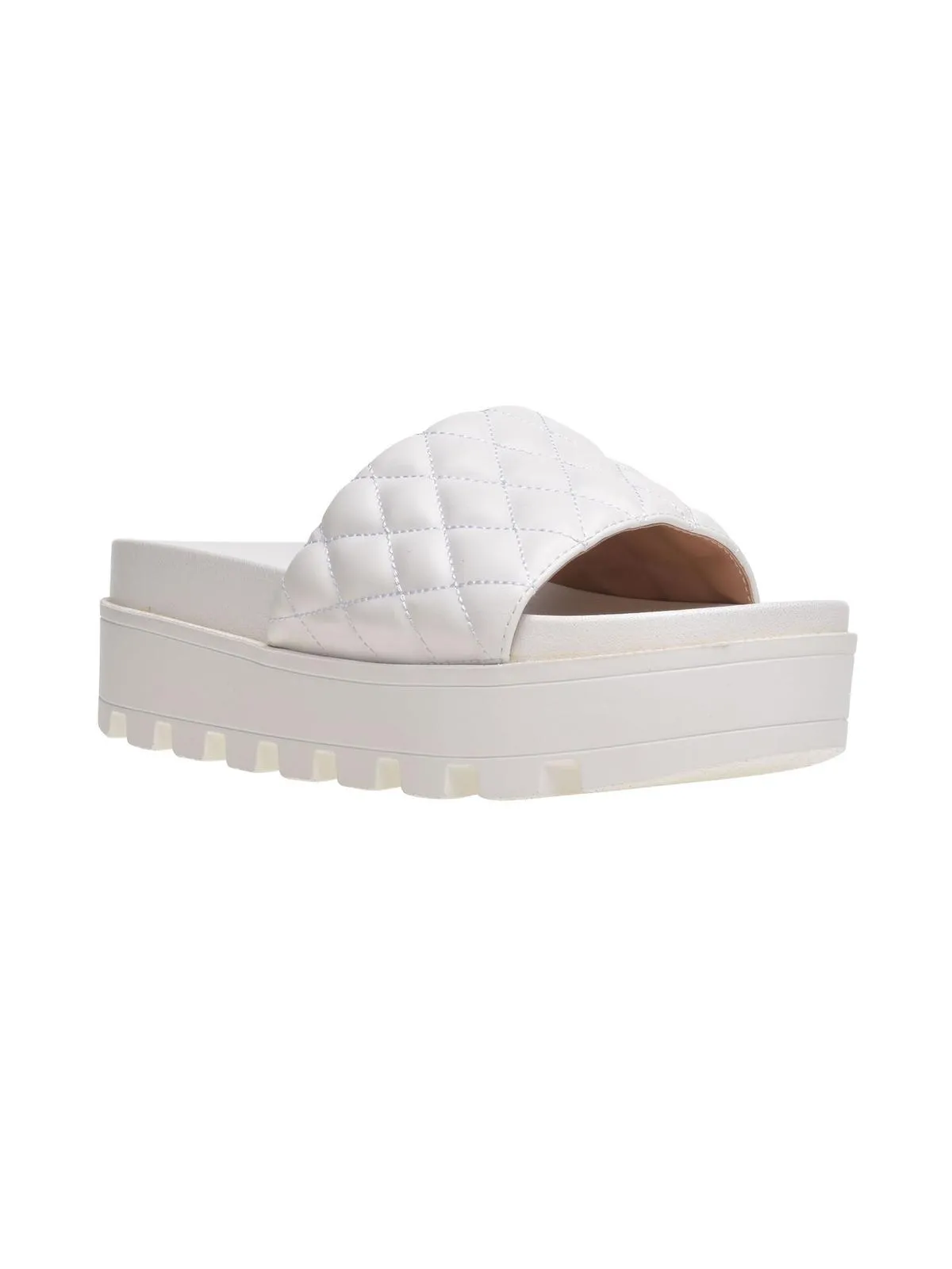 Elevated Womens Faux Leather Lugged Sole Platform Sandals