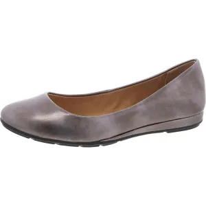 Eliana Womens Metallic Faux Leather Ballet Flats